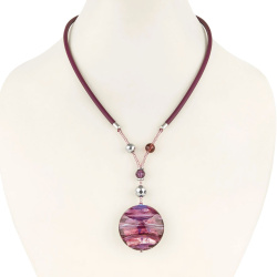 Šperky Murano Millefiori - Náhrdelník MOON CHERRY - fialový