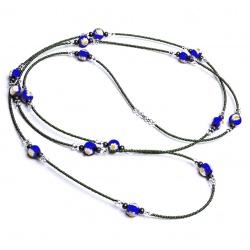 Šperky Murano Millefiori - Náhrdelník / náramok FLOWER - modro - šedý