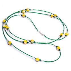 Šperky Murano Millefiori - Náhrdelník / náramok FLOWER - žlto - zelený