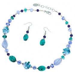 Šperky Murano Millefiori - Set CARLA - tyrkysový