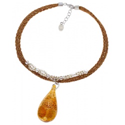 Šperky Murano Millefiori - Náhrdelník NONNA - hnedá