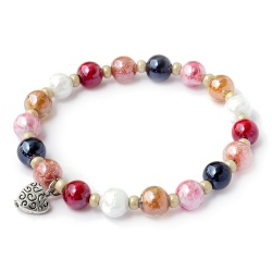 Šperky Murano Millefiori - Náramok FARFALLA - červeno-farebný