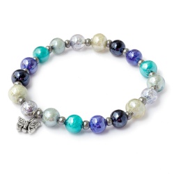 Šperky Murano Millefiori - Náramok FARFALLA - modro-farebný