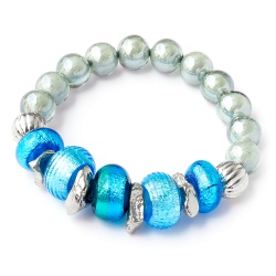 Šperky Murano Millefiori - Náramok UNICAT - modro strieborný