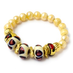 Šperky Murano Millefiori - Náramok UNICAT - čierno červeno zlatý