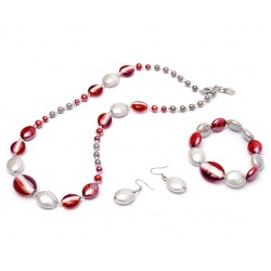 Šperky Murano Millefiori - Set NASTASIA - červený