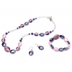 Šperky Murano Millefiori - Set NASTASIA - fialovo-ružový