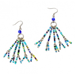 Šperky Murano Millefiori - Náušnice KUMARI - modré