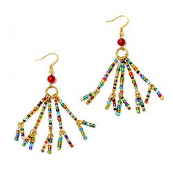 Šperky Murano Millefiori - Náušnice KUMARI - červené