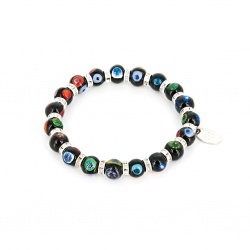 Šperky Murano Millefiori - Náramok KARMA - čierno - farebný