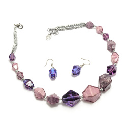 Šperky Murano Millefiori - Set ROVENA - fialový