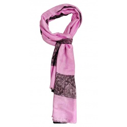 Módne doplnky pre ženy - Hodvábny šál - Super Silk - ružovo-čierny