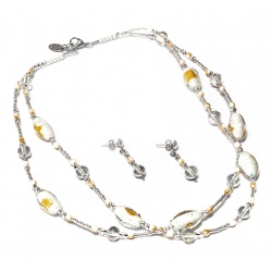 Šperky Murano Millefiori - Set ANETA - biely