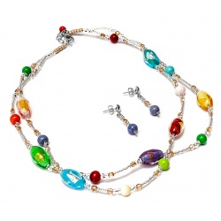 Šperky Murano Millefiori - Set ANETA - farebný
