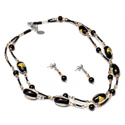 Šperky Murano Millefiori - Set ANETA - čierny