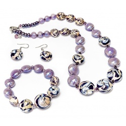 Šperky Murano Millefiori - Set ISADORA - fialový