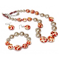 Šperky Murano Millefiori - Set ISADORA - červený