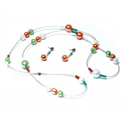 Šperky Murano Millefiori - Set SALINA - zeleno - broskyňová