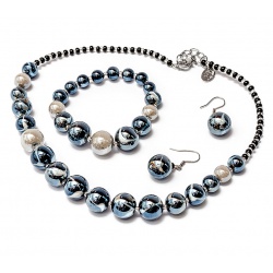 Šperky Murano Millefiori - Set OTILIA - šedý