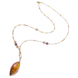 Šperky Murano Millefiori - Náhrdelník ISKRA - oranžový