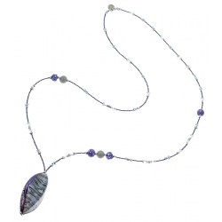 Šperky Murano Millefiori - Náhrdelník ISKRA - šedý