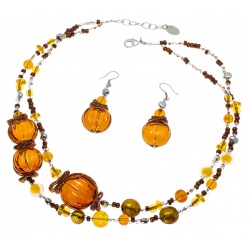 Šperky Murano Millefiori - Set OLESYA - hnedý
