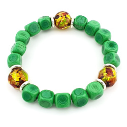 Šperky Murano Millefiori - Náramok BETTY - zelený