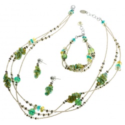 Šperky Murano Millefiori - Set LAURA - tyrkysová