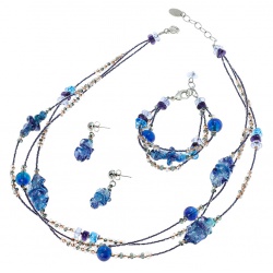 Šperky Murano Millefiori - Set LAURA - modrá