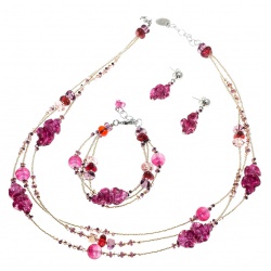 Šperky Murano Millefiori - Set LAURA - ružová