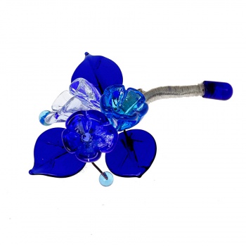 Šperky Murano Millefiori - Brošňa Fiorella - modrá