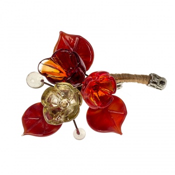 Šperky Murano Millefiori - Brošňa Fiorella - červená