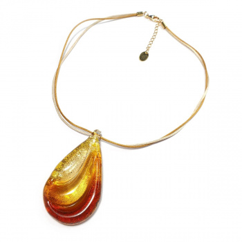 Šperky Murano Millefiori - Náhrdelník TARA - zlato-hnedý