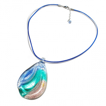 Šperky Murano Millefiori - Náhrdelník TARA - modro-zeleno-fialový