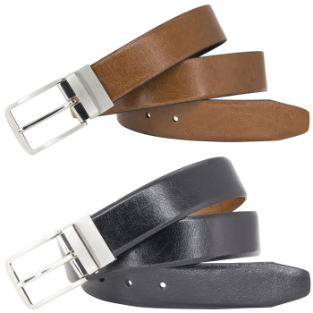 Lindenmann - módne doplnky pre mužov a ženy - Kožený opasok LINDENMANN 1002244 obojstranný čierny / koňakovo hnedý