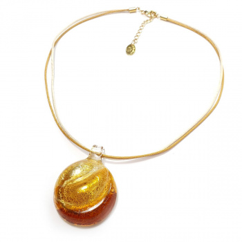 Šperky Murano Millefiori - Náhrdelník TANA - zlato-hnedý