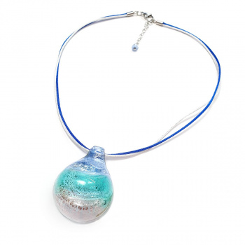 Šperky Murano Millefiori - Náhrdelník TANA - modro-zeleno-fialový
