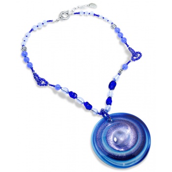 Šperky Murano Millefiori - náhrdelník ZORA - modrý