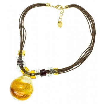 Šperky Murano Millefiori - Náhrdelník SUE  - hnedý