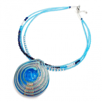 Šperky Murano Millefiori - Náhrdelník JULIANA - modro-strieborný 