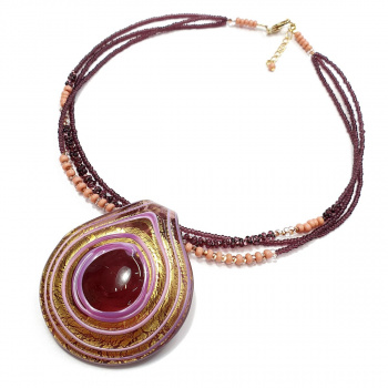 Šperky Murano Millefiori - Náhrdelník JULIANA - zlato-fialový
