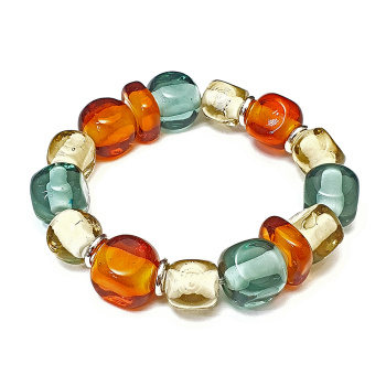 Šperky Murano Millefiori - Náramok AISHA - šedo - jantárový