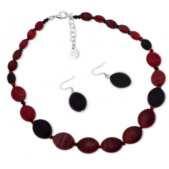 Šperky Murano Millefiori - Set MATILDA - bordovo-čierny
