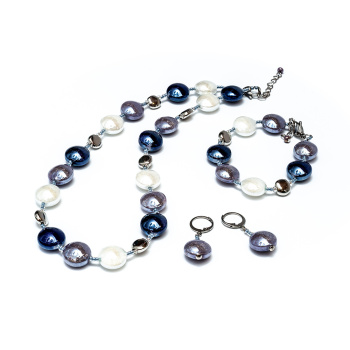Šperky Murano Millefiori - Set LINDOS - čierno-biely