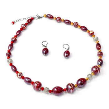 Šperky Murano Millefiori - Set IVA - červený