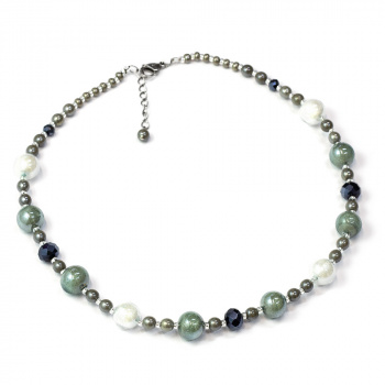 Šperky Murano Millefiori - Náhrdelník MAYA - sivo-biely