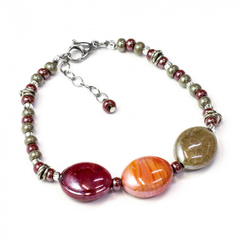  Šperky Murano Millefiori - Náramok NALA - červeno-hnedý