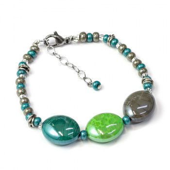 Šperky Murano Millefiori - Náramok NALA - zeleno-šedý