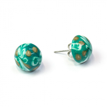  Šperky Murano Millefiori - Náušnice LILYS - zeleno-hnedo-biele