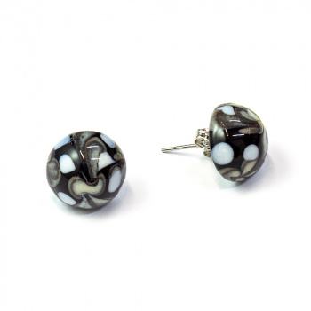Šperky Murano Millefiori - Náušnice LILYS - čierno-biele
